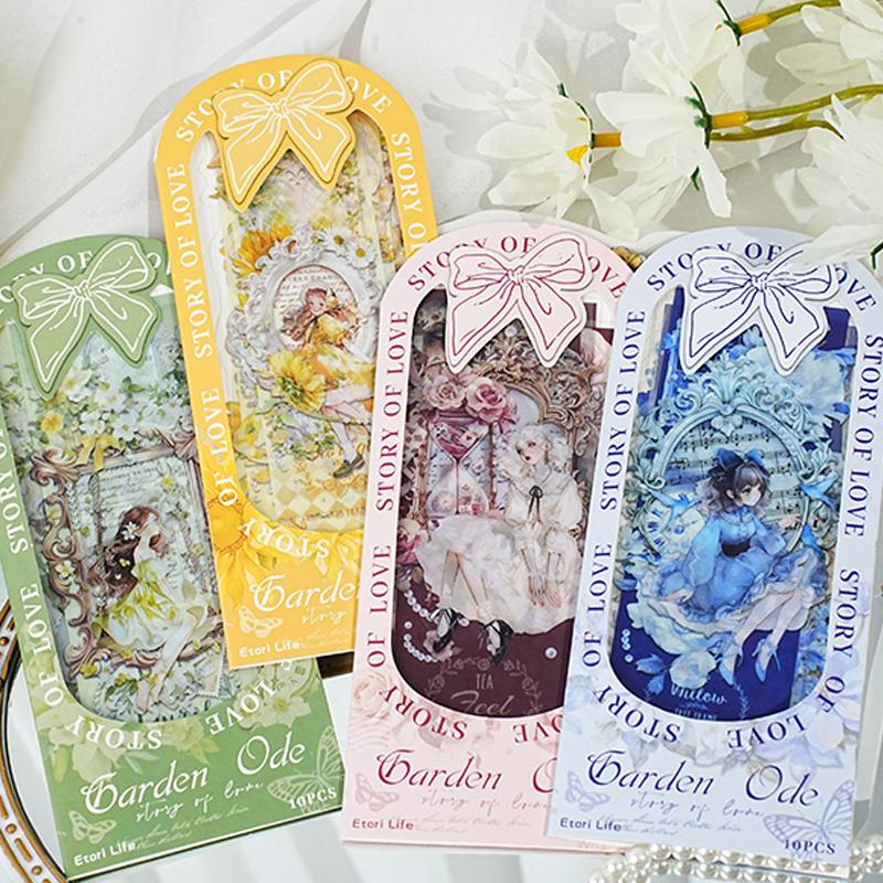 

4 Styles Garden Ode Series Flower Fairy Landscaping Stickers Handbook Materials DIY Scrapbooking Photo Frame Card Diar