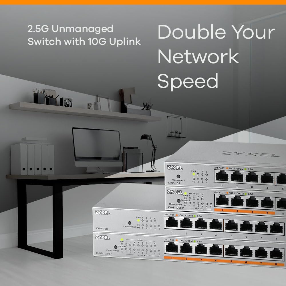 ZYXEL Port Gigabit Ethernet Unmanaged Switching Hub No Settings X Housing Fanless Wall Mount Invoice Business Operators 8/5 2.5Gbps Required8/5