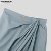 INCERUN Men Irregular Ruffled Elastic Waist Long Loose Casual Trousers Pants