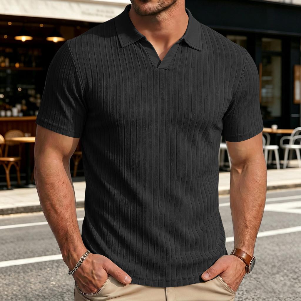Men's Casual Short Sleeve T-Shirt with Collar, Breathable Shirt for Summer Everyday Wear