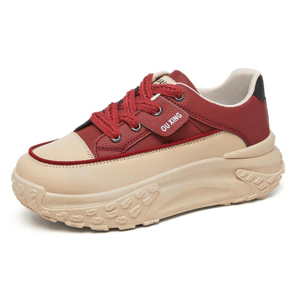Fashion Spring White Platform Sneakers Women Shoes Anti-slip Leather Casual Shoes Thick Sole Ladies Shoes Height Increase Women Sneakers
