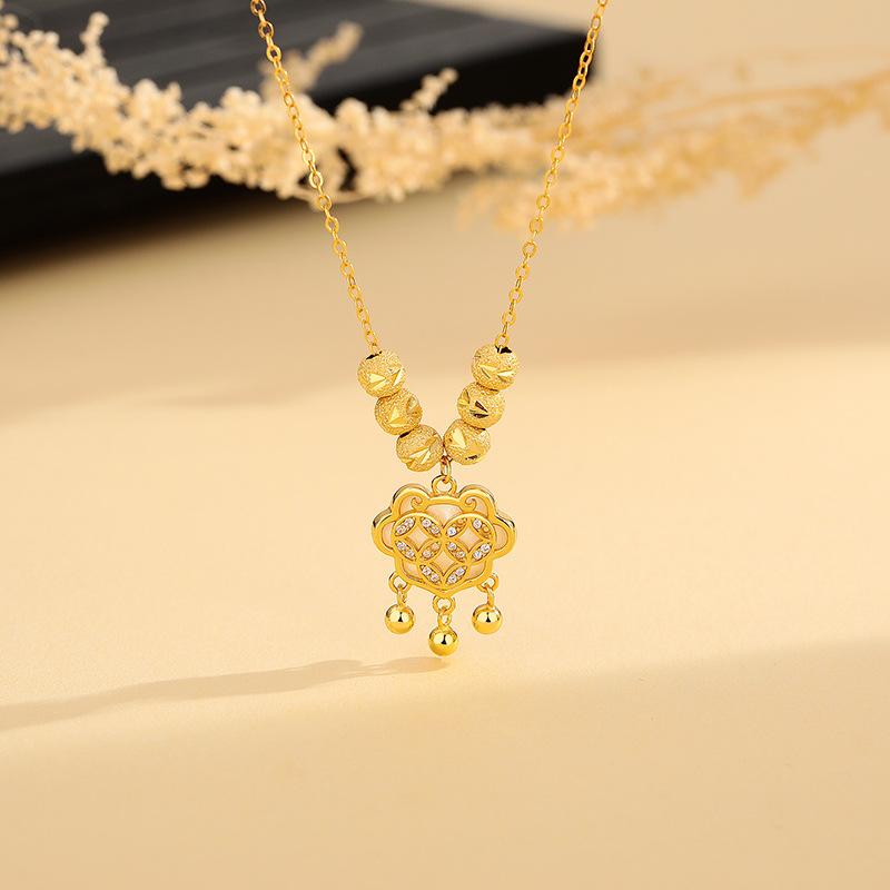 

Ожерелье с замком безопасности в виде круглой медной монеты в национальном стиле, женский индивидуальный нишевый дизайн, высококачественная цепочка на шею