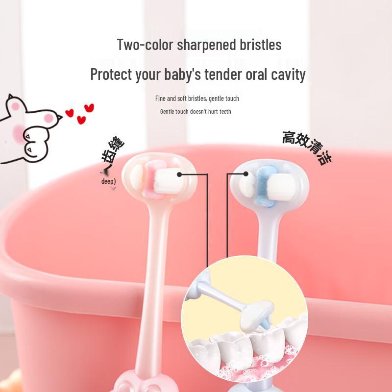 Kids' Soft Bristle 3-Sided Toothbrush with Cat Paw Design