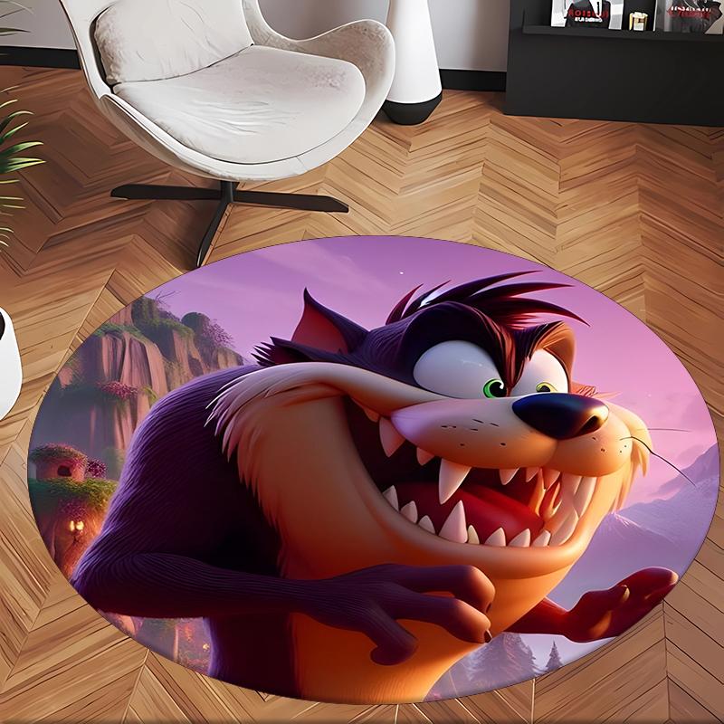 Taz (19) Round Office Rug Decorative Floor Rug for Office Bedroom Living Room and Home Space