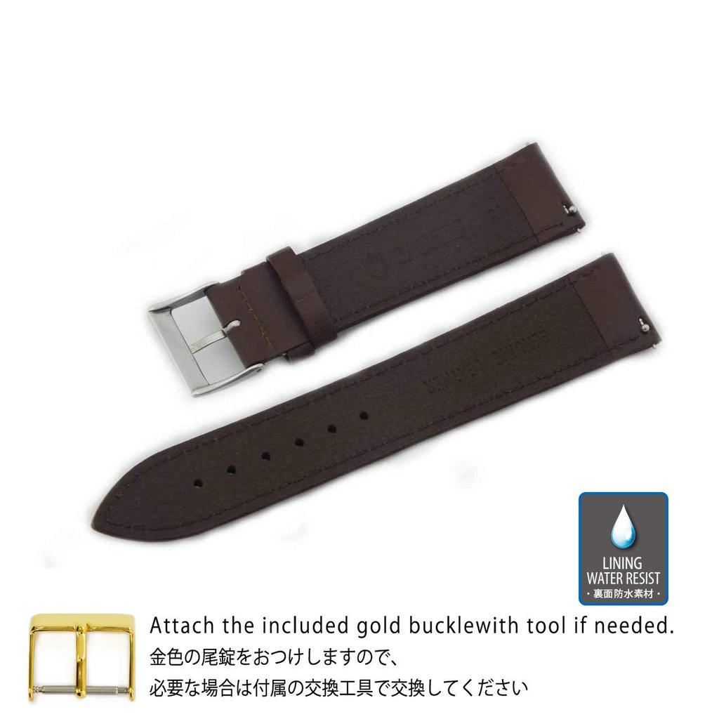 CASSIS Calfskin Watch Strap, Waterproof Backing, REIMS Series, 20mm, Dark Brown, with Replacement Tool, U10257A1032020