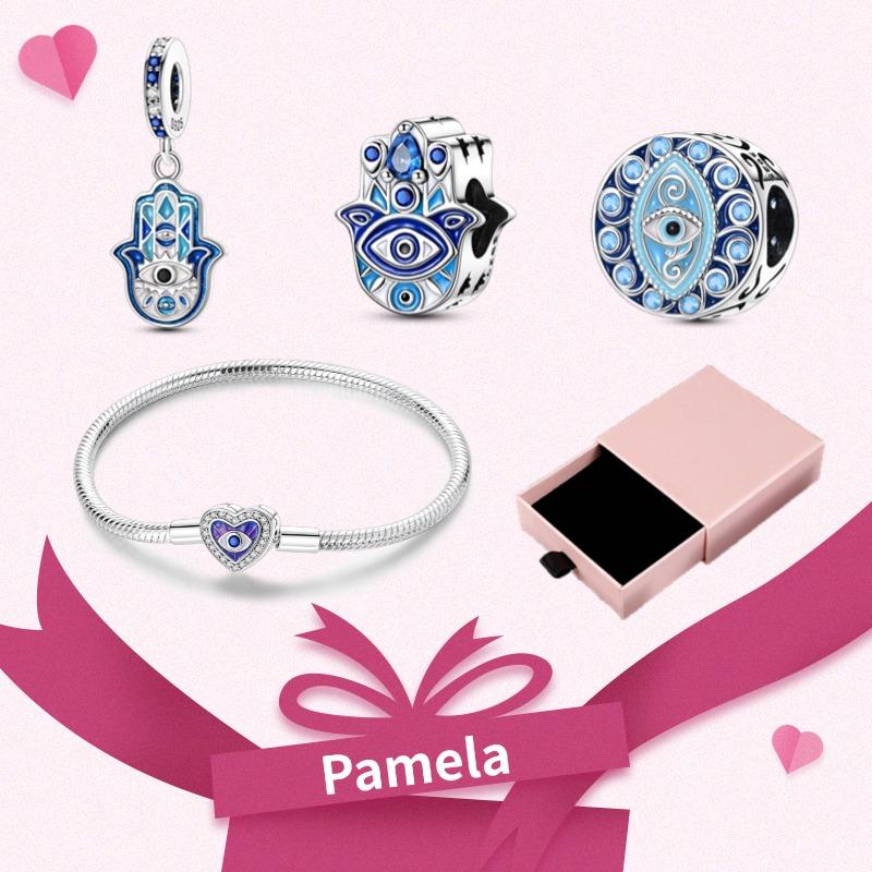 Pink Heart Charm Set 925 Original Silver Charms Bracelet With Gift Box For Women Wedding Anniversary Jewelry Gift 4pcs/lot