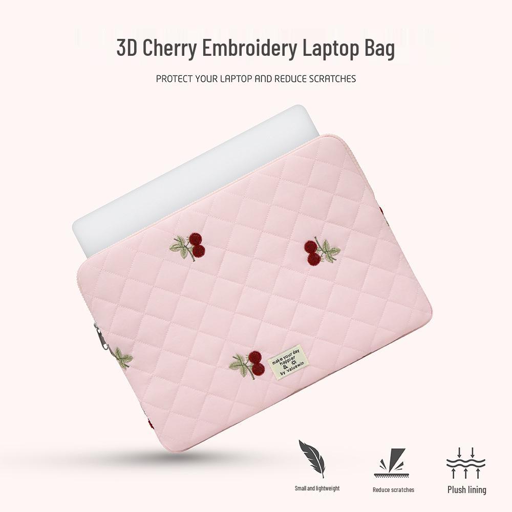 Capa para Laptop e Tablet Estilo Coreano Cereja para Mulheres - Serve para 13,3", 14", 15"