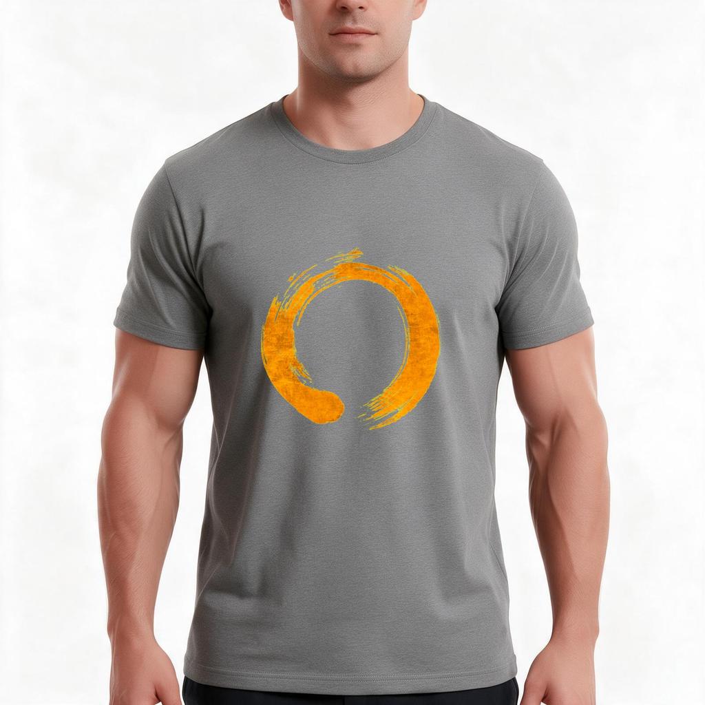 Classic Golden Enso Zen Circle Symbol Tshirt Summer Casual Cotton Tee Oversized Streetwear Tops Vintage Graphic Print