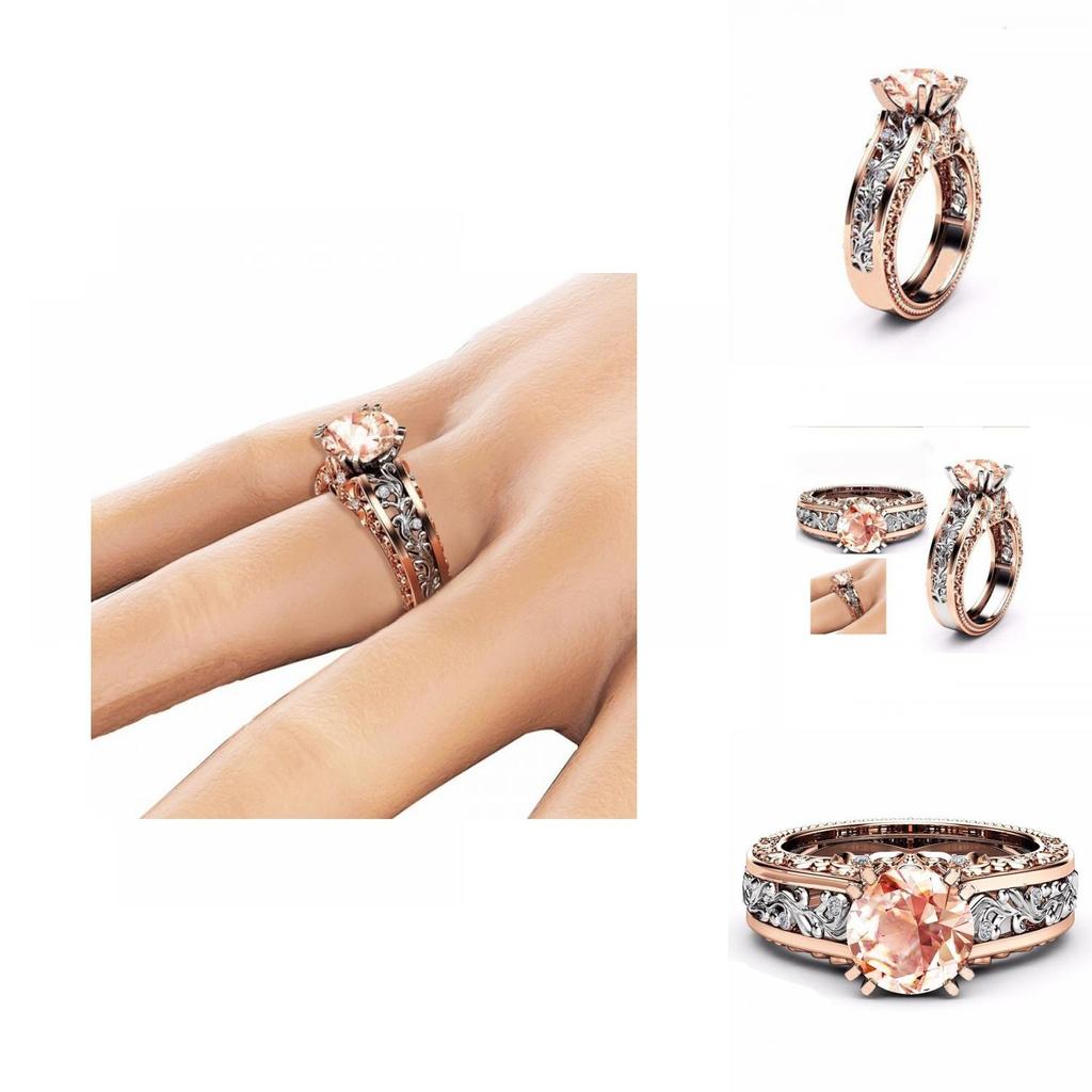 Elegant 10mm Round Cut 18k Rose Gold Filled Bridal Engagement Ring For Timeless Beauty