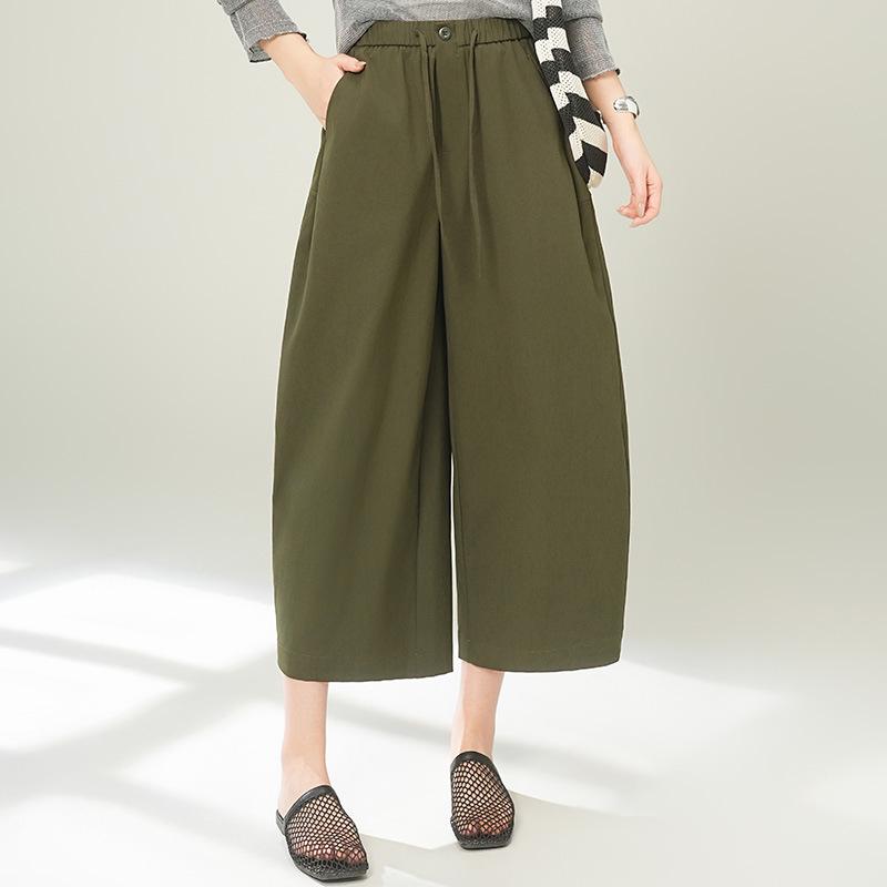 

Spring/Summer 2026 Women s High-Waisted Wide-Leg Casual Pants - Versatile Trendy Cropped Style XL армія зелений колір
