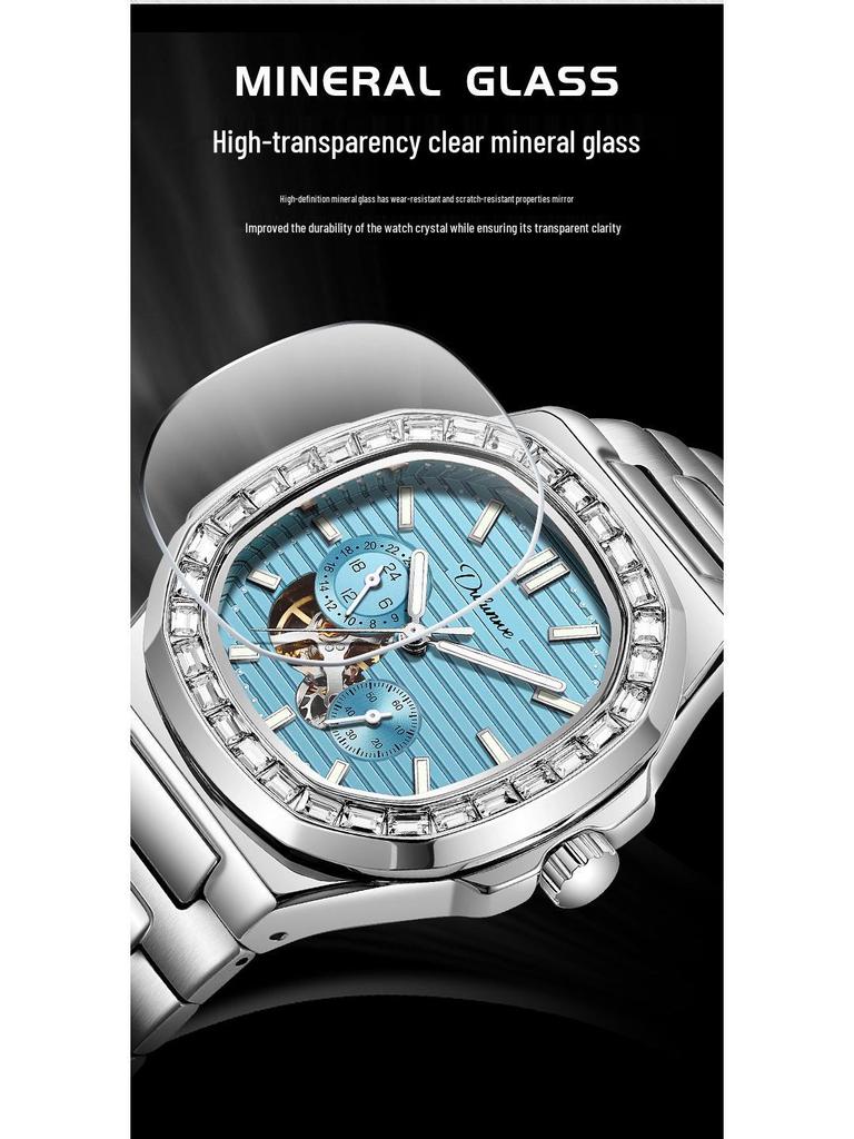 Durenwei Men's Luminous Nautilus Automatic Waterproof Watch with Transparent Skeleton Design