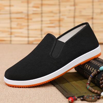 Alte Pekinger Stoffschuhe Herren Lasagne schwarze Stoffschuhe verdickte weiche Sohle rutschfest, verschleißfest und atmungsaktiv mittelalterliche und ältere Gesundheit cl