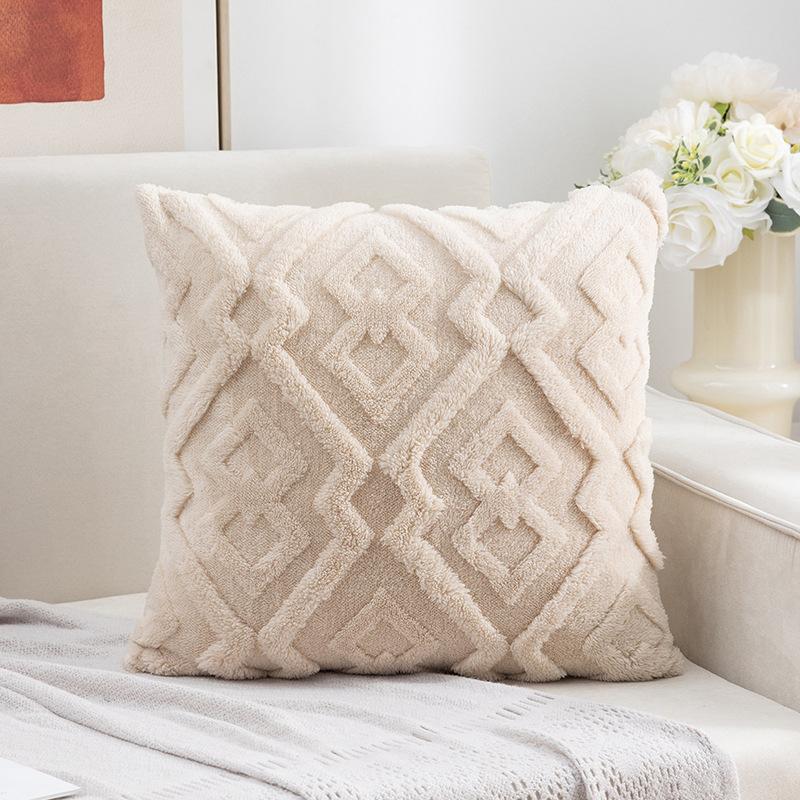 Modern Simple Pillow Cover Knitted Plush Pillow Cover Core-Free Office Sofa Waist Pillow Bed Head Cushion Premium