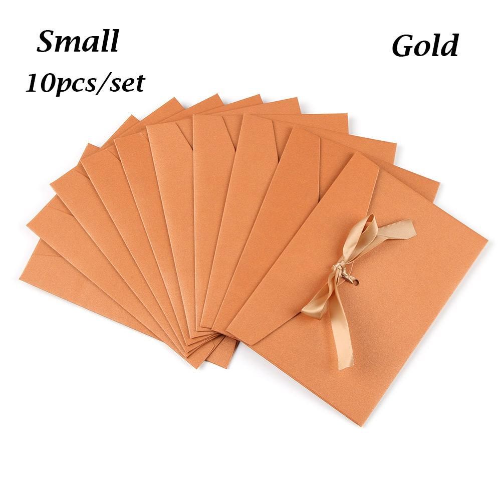 Set Gift Retro Creative Bow Greeting Card Bags Pearlescent Paper Envelop Envelope Ribbon Mailer