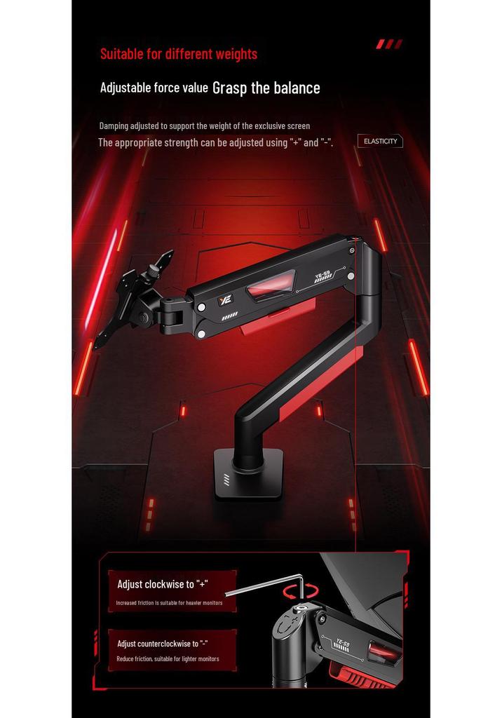 Soporte de Monitor Ajustable con Brazo Mecánico y Base Portátil