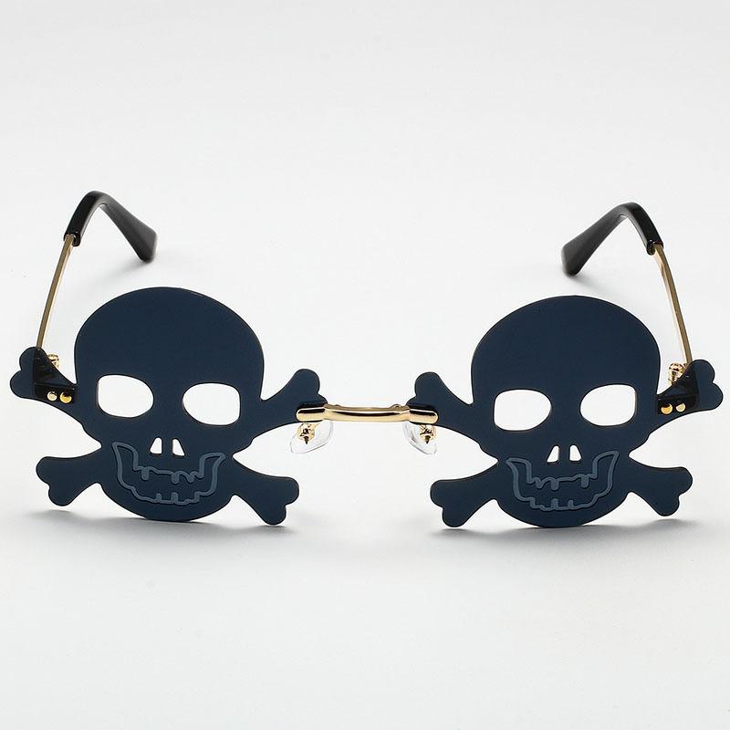 Halloween Skull Sunglasses New Black Rimless Funny Sunglasses Party and Frameless Sunglasses for Men and Women Skull Glasses