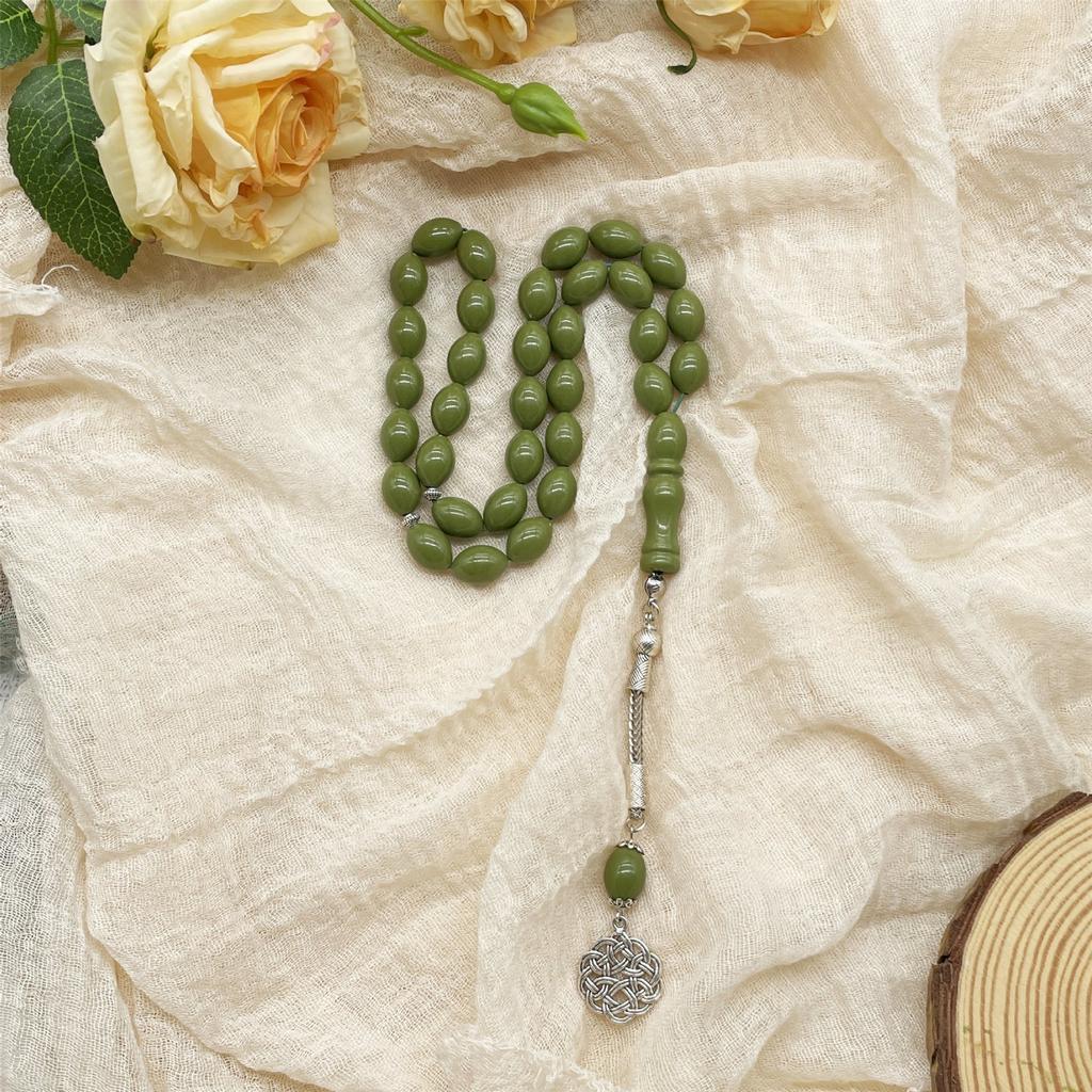 Acrylic Muslims Prayer Beads Oval Ergonomic Design Rosary Bracelet For Daily Worship And Meditation Comfortable Grip