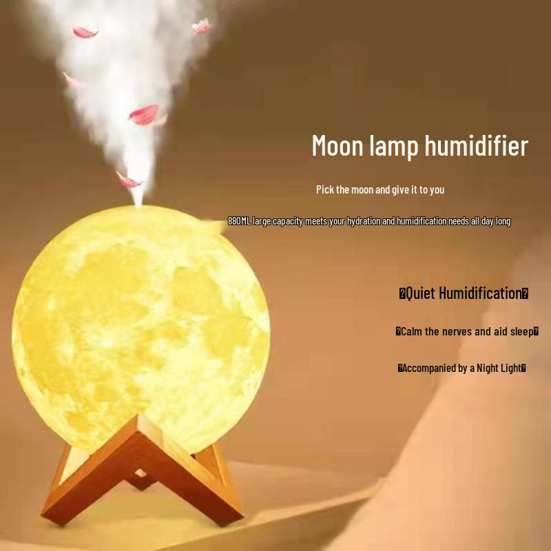 Moon Lamp Humidifier & Aroma Diffuser Night Light - Desktop Hydrating Spray Device for Bedroom