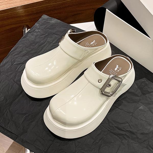 Fashion 2024 new Height Increasing Ladies Pu Leather Pumps Fashion Platform Wedge Beige Slippers Women British style Lolita Shoes