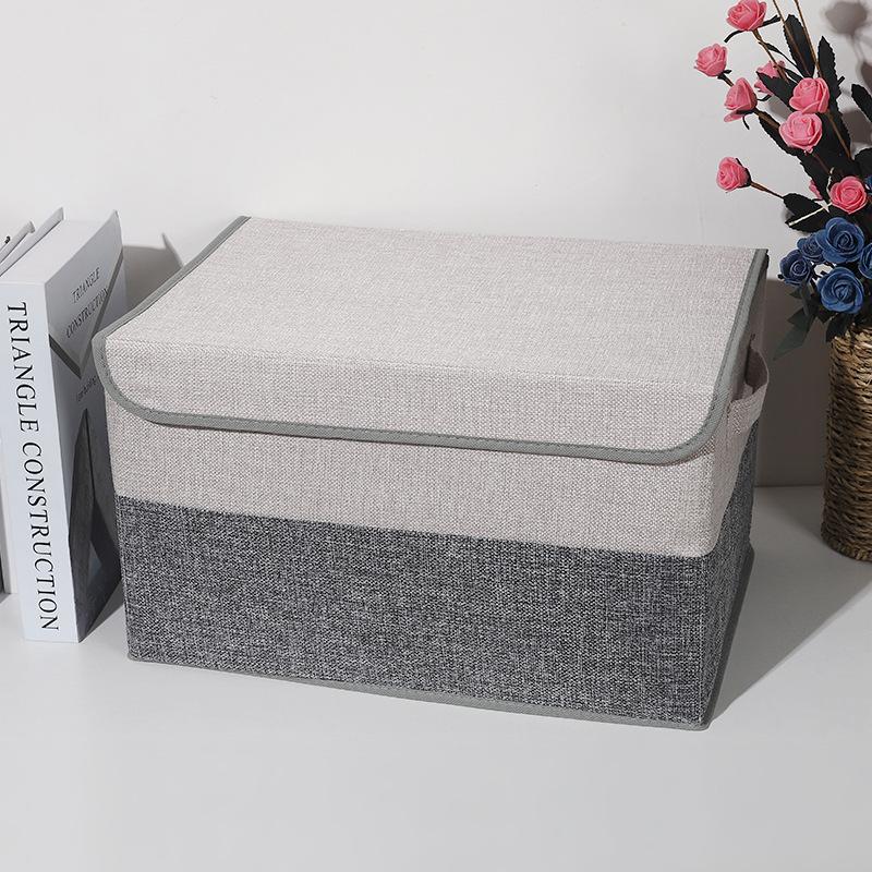 Tlustý úložný box Skládací box na oblečení Vysoce kvalitní úložný box z bavlny a lnu s víkem Úložný box na omyvatelnou látku