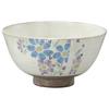 Kyoto ware/Kiyomizu Ware Rice Bowl, Large, Approximately 12cm, Comb-patterned Floral Design, Blue, Made In Japan, LFK621-01