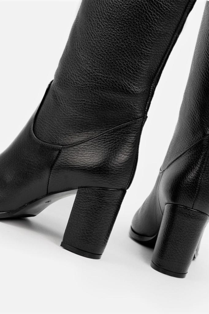 Bottes modernes et élégantes pour femmes, bottes en cuir véritable noir