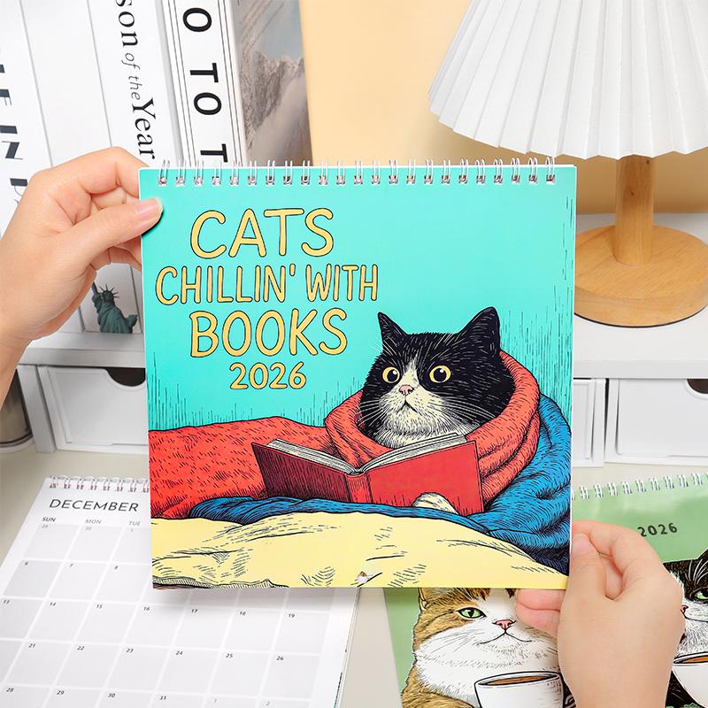 Monthly Wall Calendar Cute Cat Design Hangable 2026 Wall Calendars for Living Room Bedroom Home Wall Decor for Cat Lover