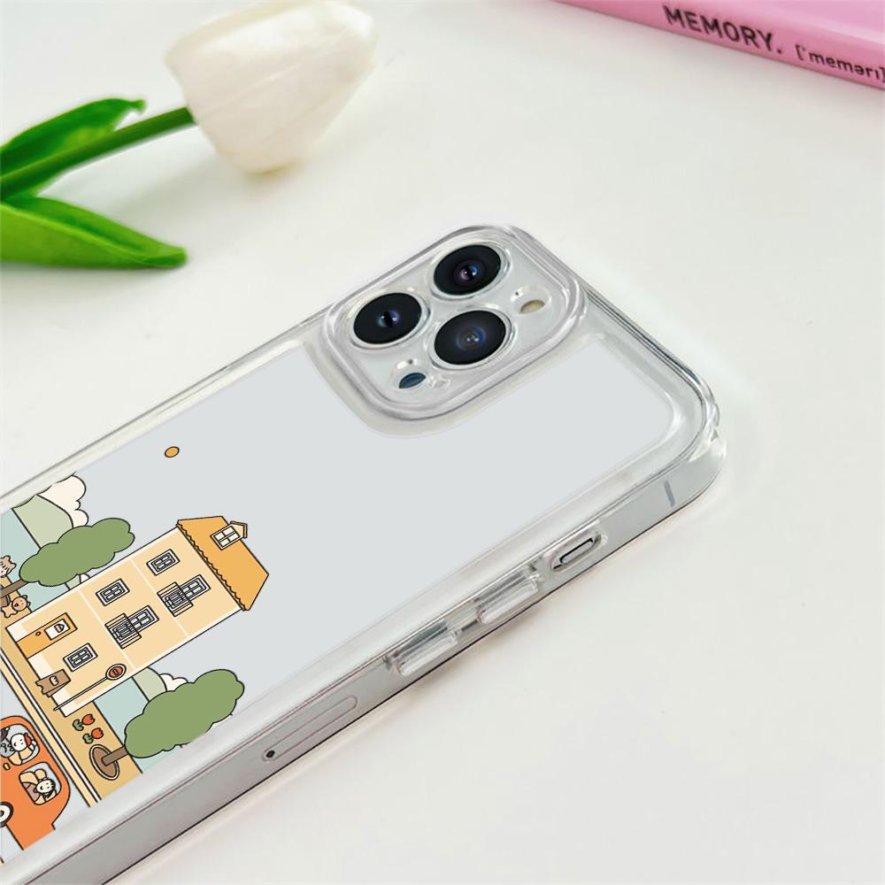 Cute Shopping Bear Phone Case For Iphone 14 13 12 11 Promax Mini Plus Xr Xs Max 7 8 Se 2022 Transparent Soft Silicone Cover