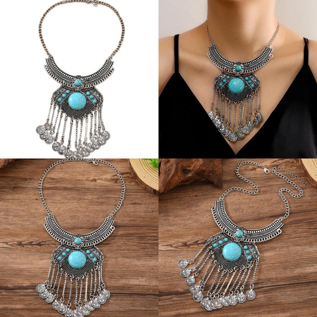 Traditional Necklace With Vintage Silver Tone And Cultural Motifs For Ethnic Style Collectors