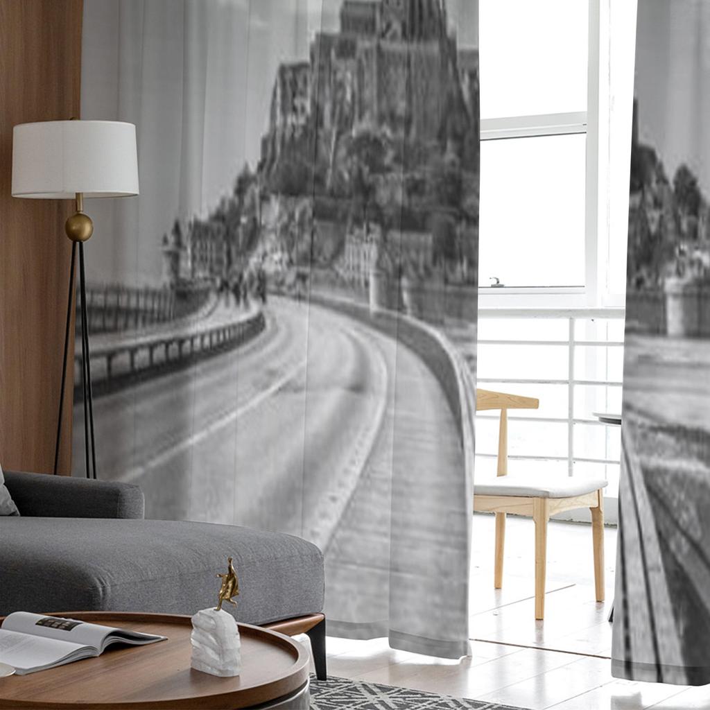 Mont Saint Michel Cathedral On The Island Normandy Northern France Europe Tulle Sheer Curtains Living Room Voile Organza Curtain