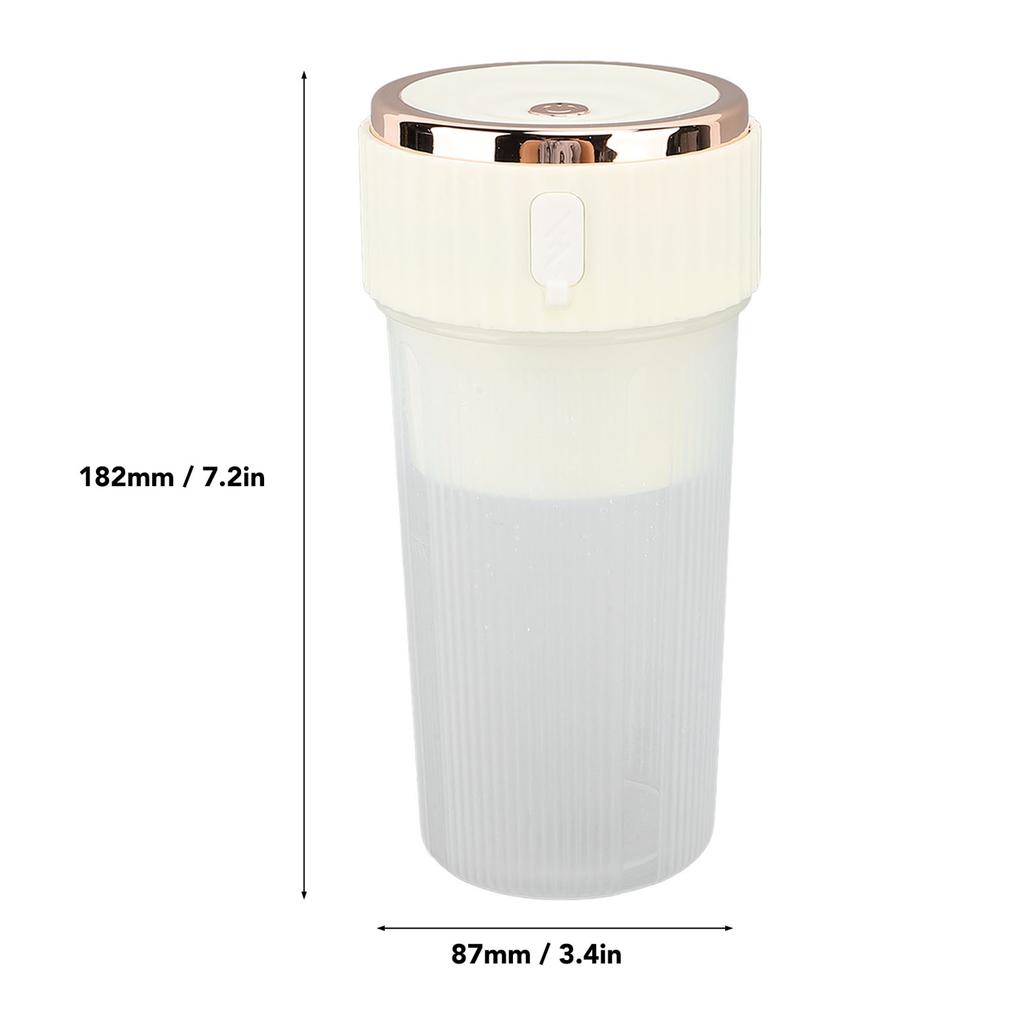 Blender Cup Beige 300ml 1500mAh USB Rechargeable Cordless 22000rpm Smoothie Blender Cup with 3D Blades for Shakes Juices