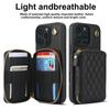 Quilted Zipper Wallet Phone Case For IPhone 15/14/13/12 - 7 Colors Leather Card Holder Cover