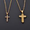 Christian Stainless Steel Cross Pendant Necklace for Women Men Gold Charms for Chain Choker Prayer Metal Jewelry Accessory