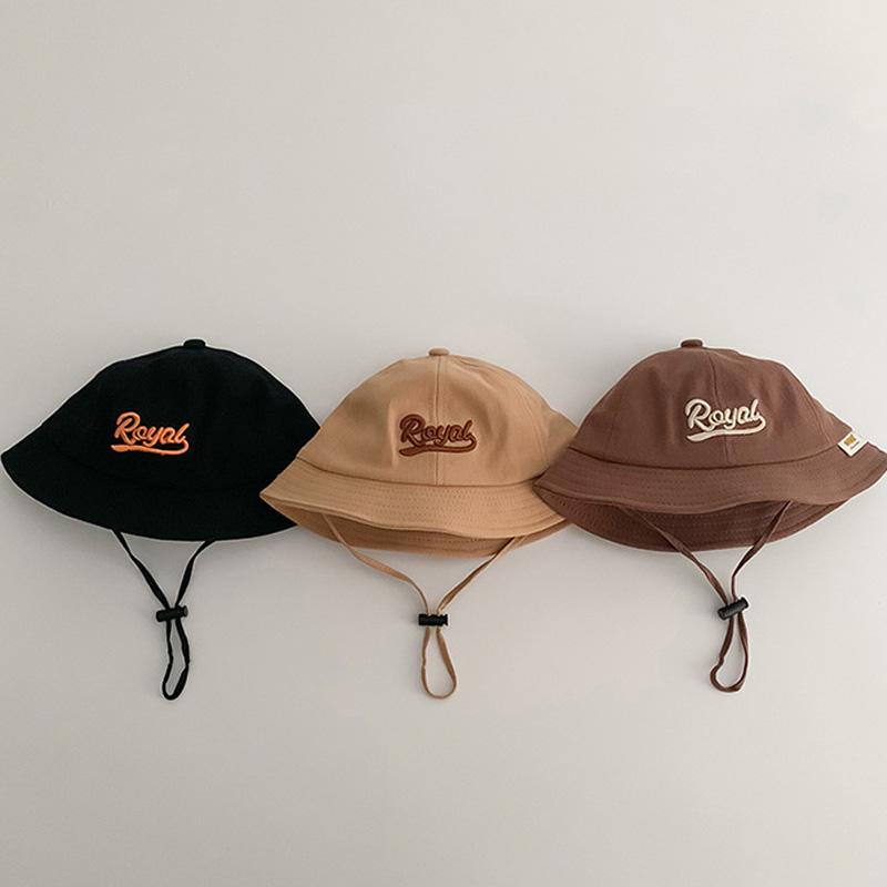 Letter Embroidery Baby Bucket Hat Breathable Thin Cotton Toddler Boy Girl Fisherman Cap Casual Travel Kids Sun Hats