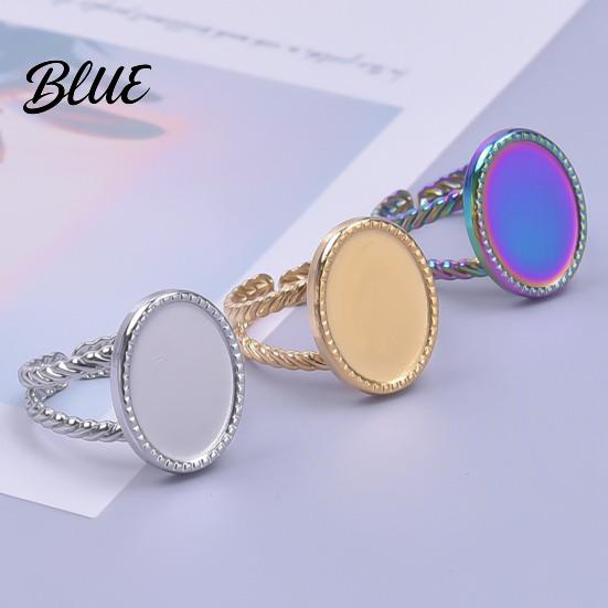 Round Metal Ring Base Stainless Steel Adjustable Blank Cabochon DIY