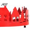 Dining Table Holiday Decor 2 Pcs Christmas Village House Tray, Tabletop Decorative Metal Tray with Reusable Home Accents Tree Design, Desktop