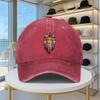 Lion of Judah Cross Print Baseball Cap Vintage Washed Denim Adjustable Casual Urban Hat