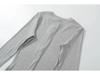 Women's White Slim Fit Henley Collar Long Sleeve T-Shirt – Perfect Waist-Cinching Base Layer for Autumn and Winter.