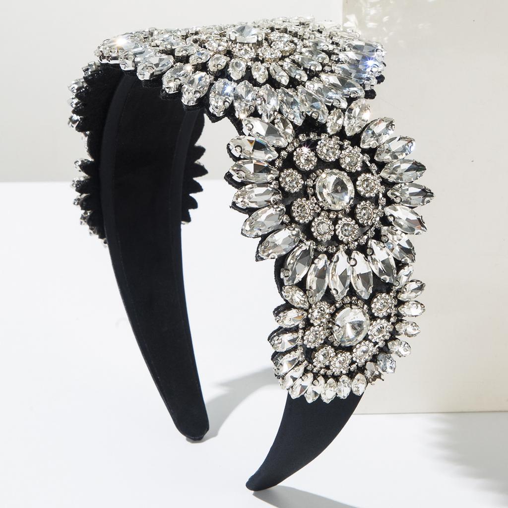 Luxuriöse Barock-Stirnbänder Voll Diamant Breite Kanten Haarband Haaraccessoires für Damenparty Glänzendes Haarband Reifen Kopfschmuck