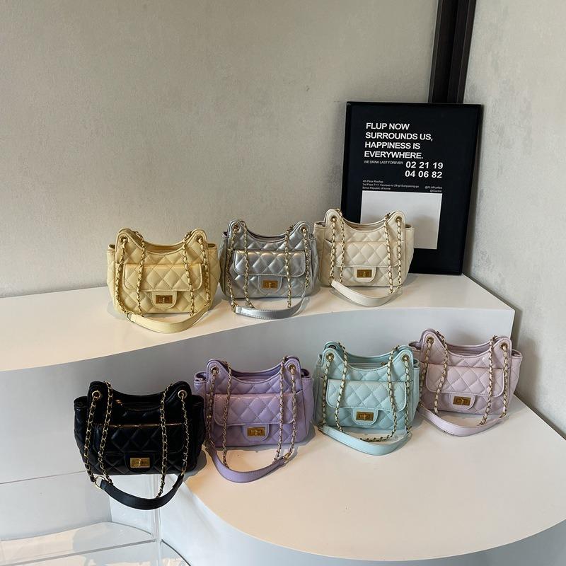 Premium Rhombus Casual Underarm Bag New Fashion Chain Bag Niche Design Versatile Bucket Bag