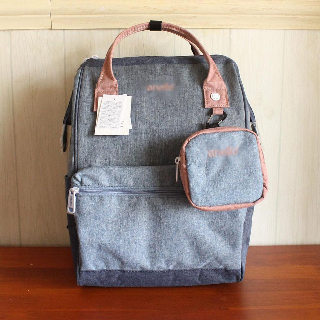 2020 Japanese Color-Contrast Backpack with Gold Accent