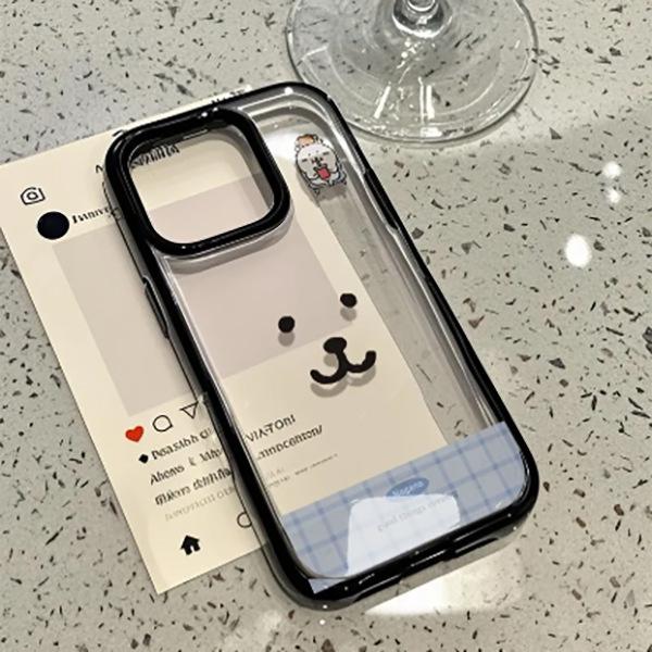 Bear Head Acrylic Case with Black Border for iPhone 17 Pro Max, 16, 15 Pro, 14/13