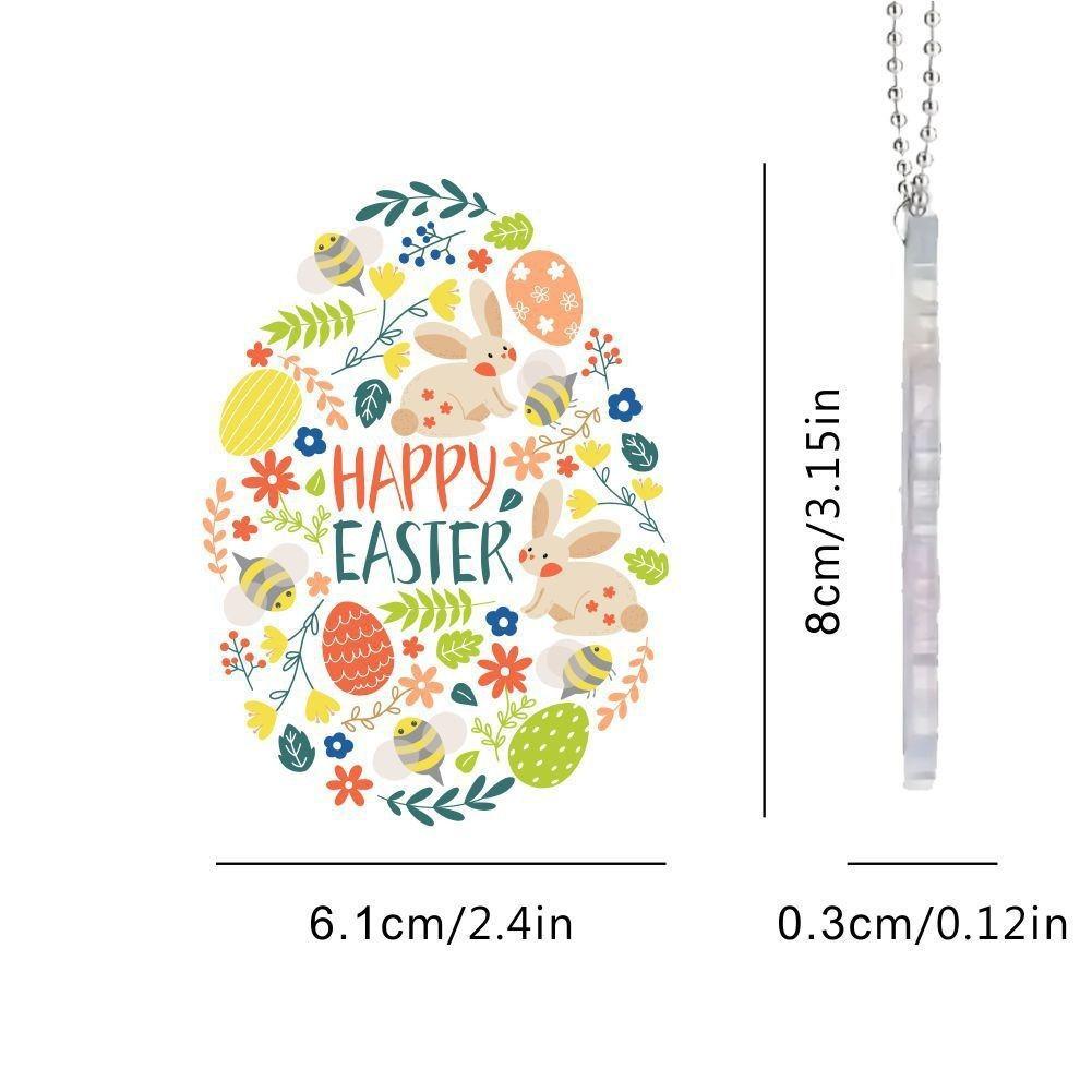 Easter Acrylic Whimsical Bunny With Colorful Eggs Decorative Car Ornament Hanging