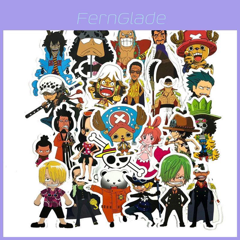 48pcs One Piece Anime Cartoon Stickers Collection For Laptops And Luggage Waterproof Pvc