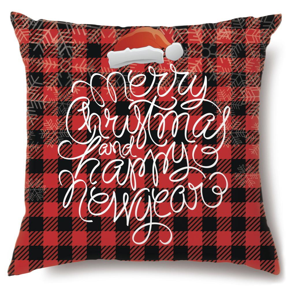 

New Pillow Red Plaid Christmas Pillow Case Peach Skin Sofa Cushion Home Textile Waist Protector 45 * 45 pillowcase