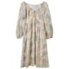 SanCai Lyocell V-Neck Printed A-Line Long Sleeve Dress