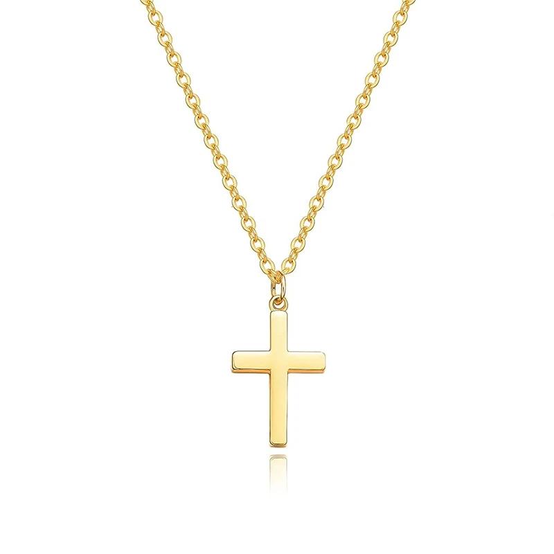 Huitan Women Pendant Necklace Cross Shaped Simple Style Accessories for Daily Party Versatile Gold Color/ Color Jewelry