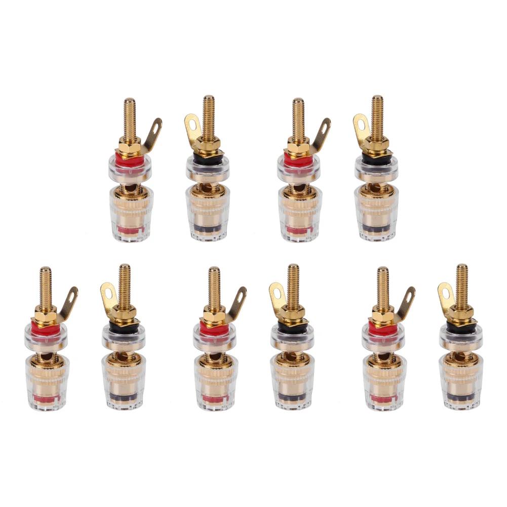 2/4/6/8/10Pcs 4mm Brass Speaker Low Frequency Amplifier Connector with Transparent Shell Binding Posts for Banana Plugs