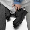 Men's Street Style Black Leather Shoes with 5CM Thick Sole Height Increasing Anti-Slip Platform Casual Daily Outdoor Wear Shoes