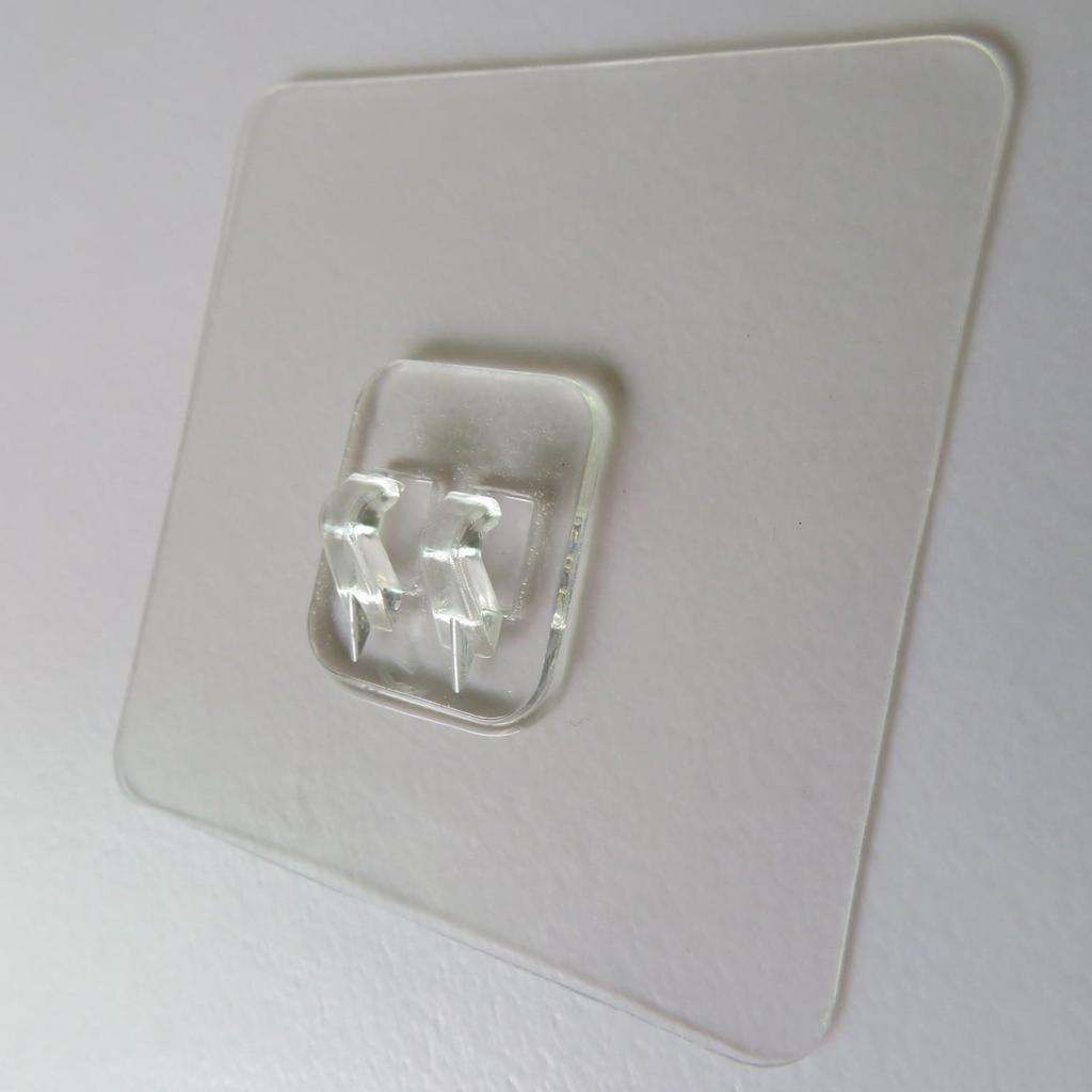 Multi-layer Adhesive Wall-Mount Storage Rack with Transparent Hooks for Bathroom